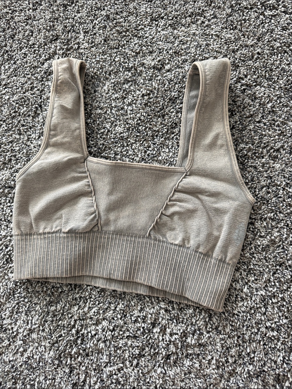 FP Movement Seamless Ribbed Sports Bra in Taupe